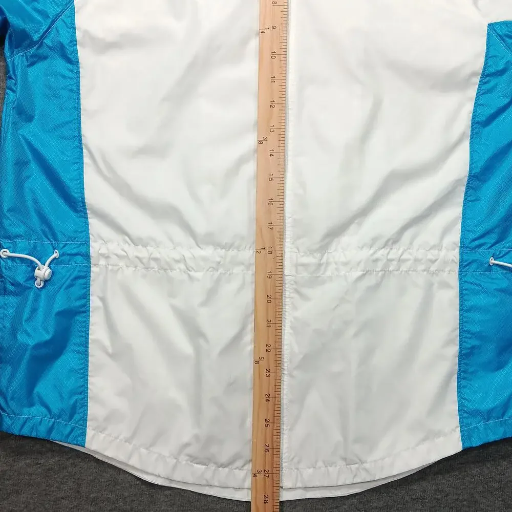 Nike Jacket Womens Small White Blue Full Zip Windbreaker Colorblock Logo Track